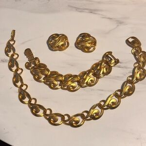 Erwin Pearl NECKLACE BRACELET EARRINGS SET Filigree Mediterranean Runway Jewelry